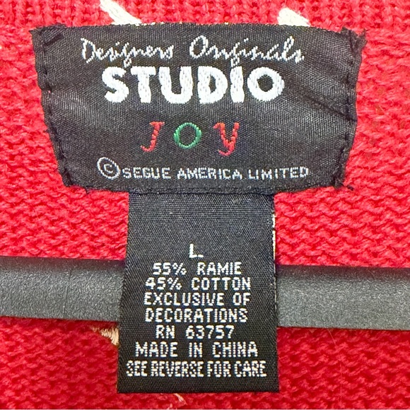 Vtg Original Studio Joy Festive Woman's Ugly Christmas Tree Cardigan Sweater L - Picture 5 of 11